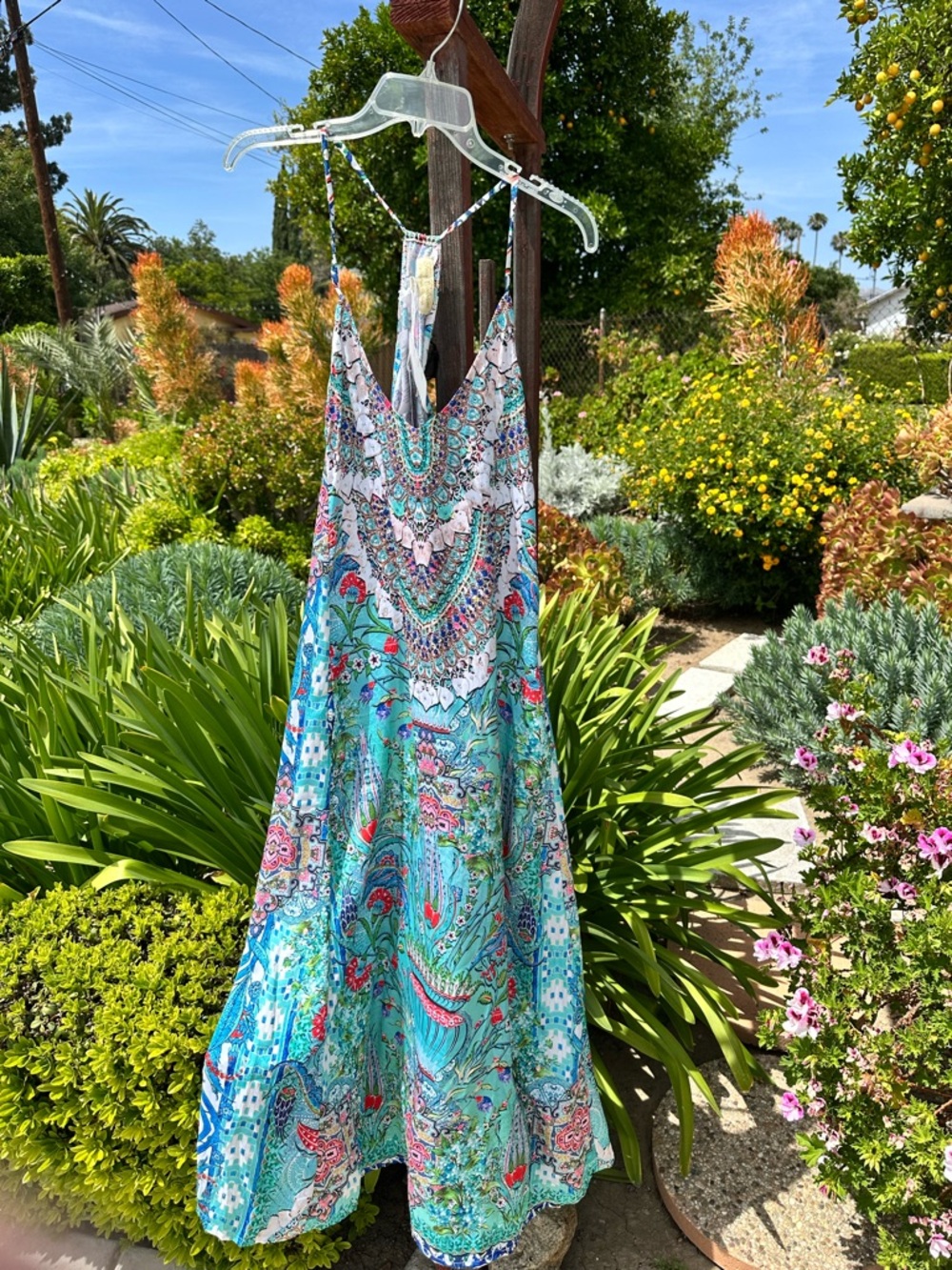 NWT True Colours by La Moda Clothing Embellished Maxi Dress L/XL Resortwear